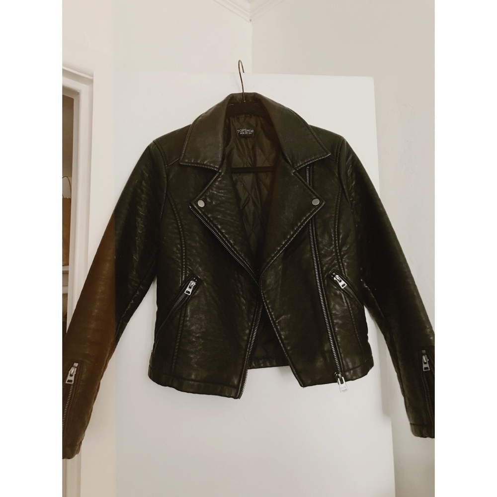 Leather Moto Jacket • Topshop